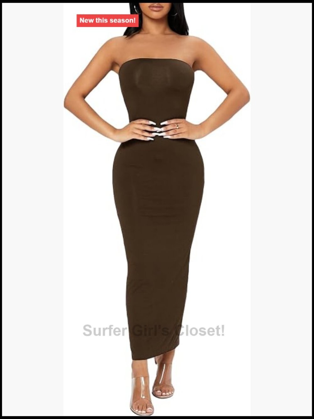 Strapless Bodycon Maxi Tube Dress Sleeveless Split Back